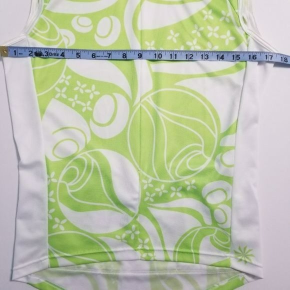 Athleta 3/4 Zip Sleeveless Floral Cycling Jersey Green White Women's Size Small - Picture 11 of 12